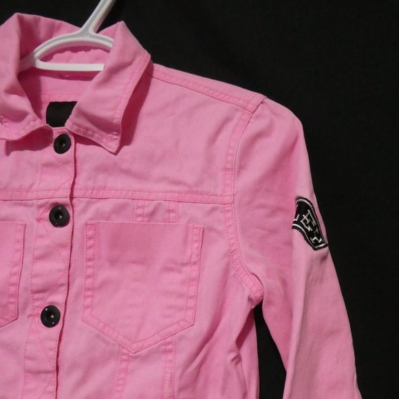 HURLEY | xs extra small | Classic Pink Denim Jacket with Black Buttons | GUC - Picture 5 of 16